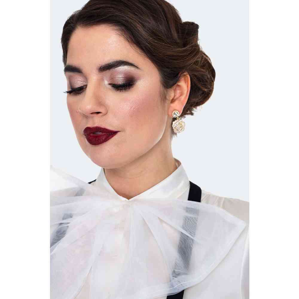 Voodoo Vixen - Pearly Flower Ohrringe - Weiß